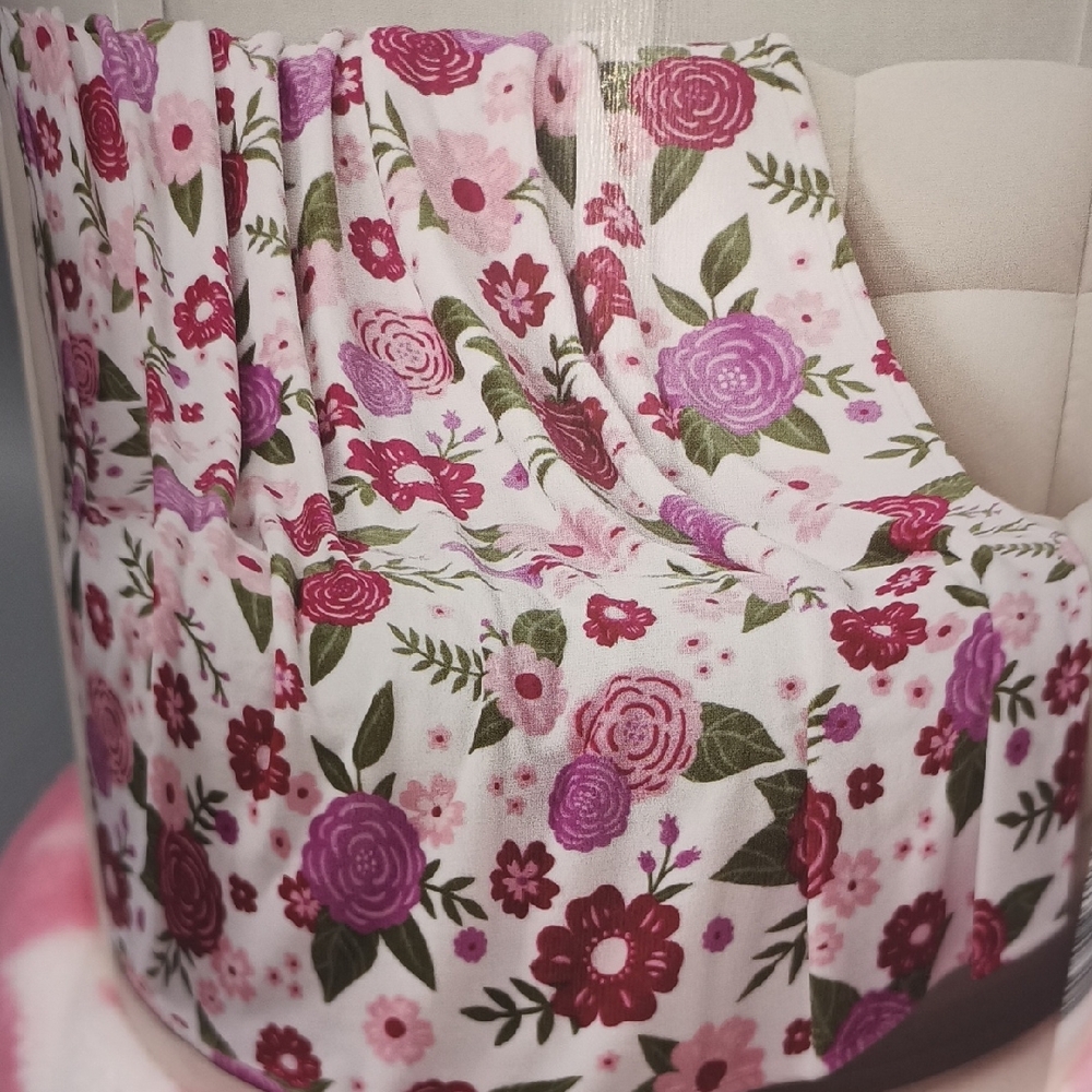 Floral Pink and Purple Throw Blanket